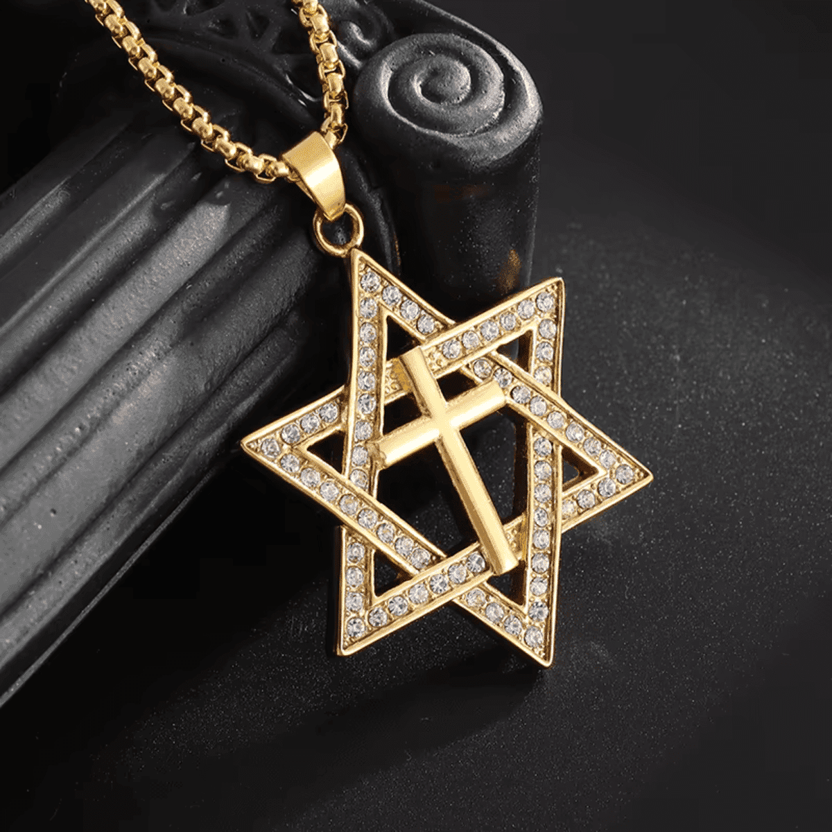 תליון כוכב דוד משובץ תכשיט יוניסקס