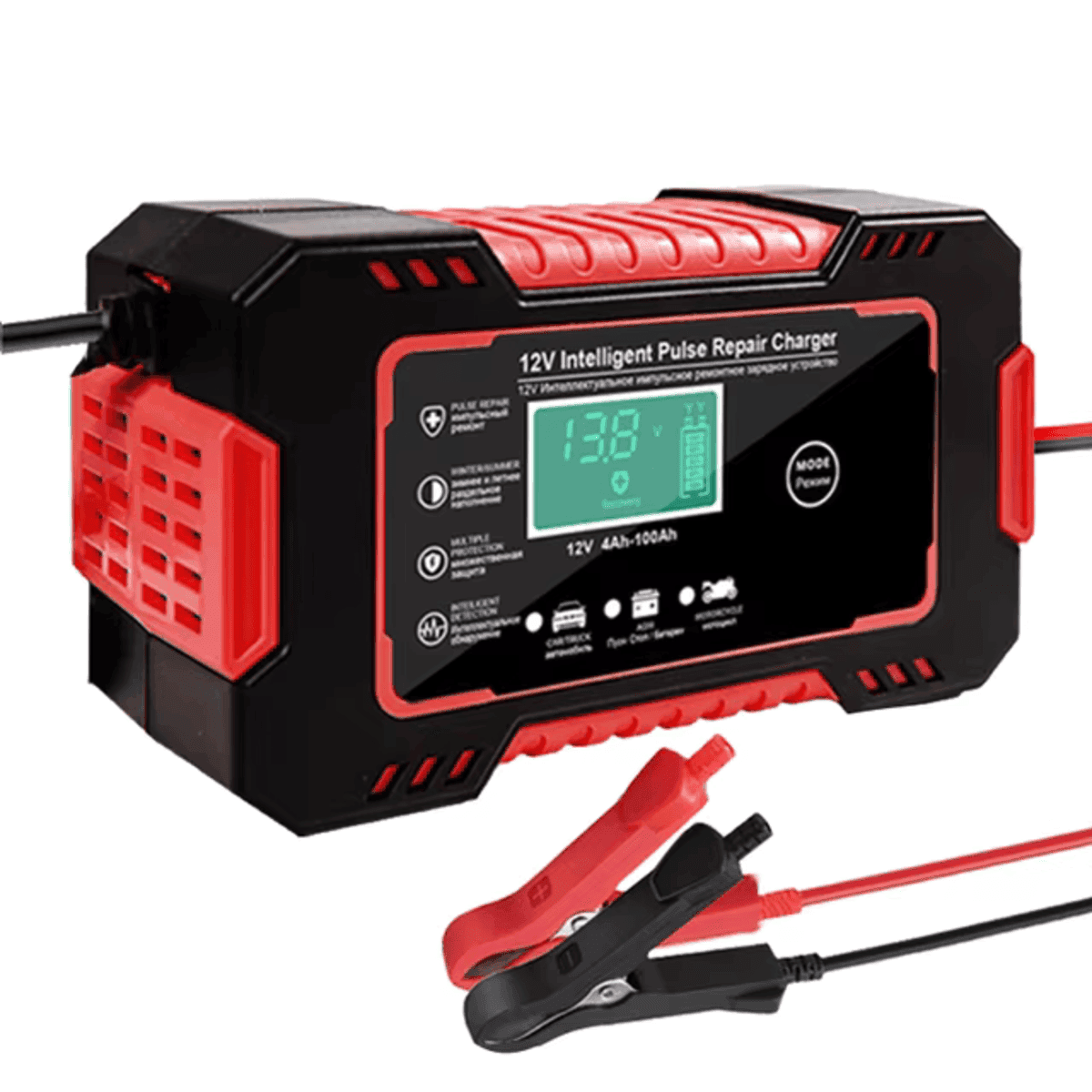 מטען מצבר אוטומטי 12V עם מסך דיגיטלי