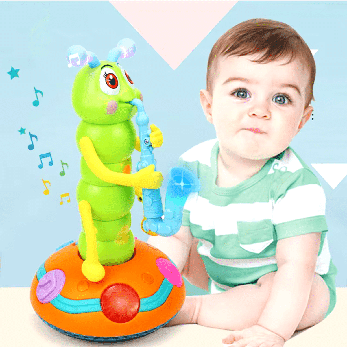 צעצוע זחל אינטראקטיבי עם מוזיקה ואורות