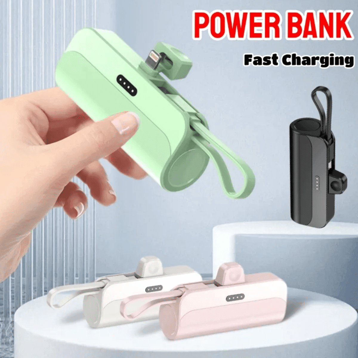 סוללת גיבוי 10000mAh טעינה מהירה עם 2 כבלים
