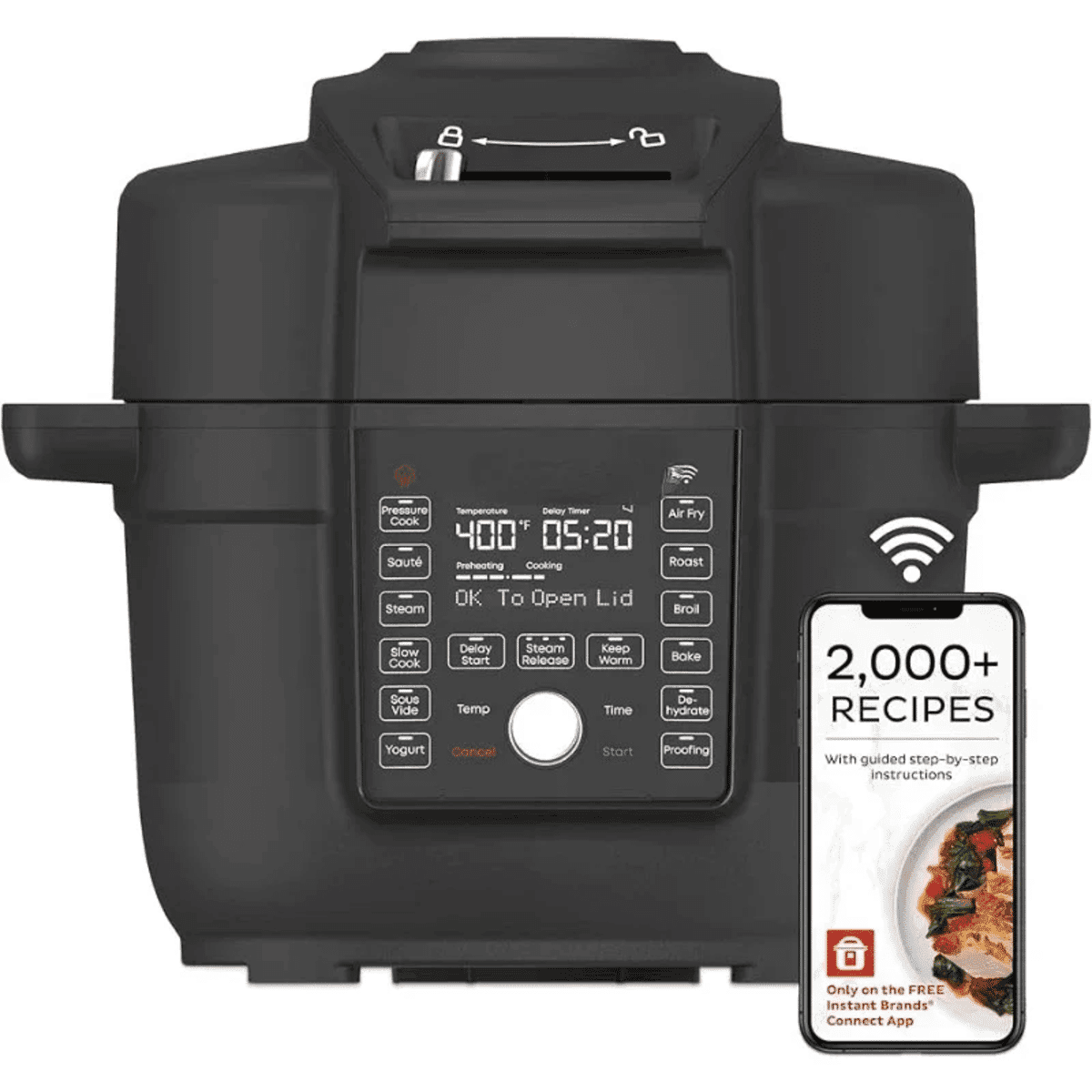 סיר לחץ חשמלי 6.5 ליטר עם מכסה קריספי ו-WiFi
