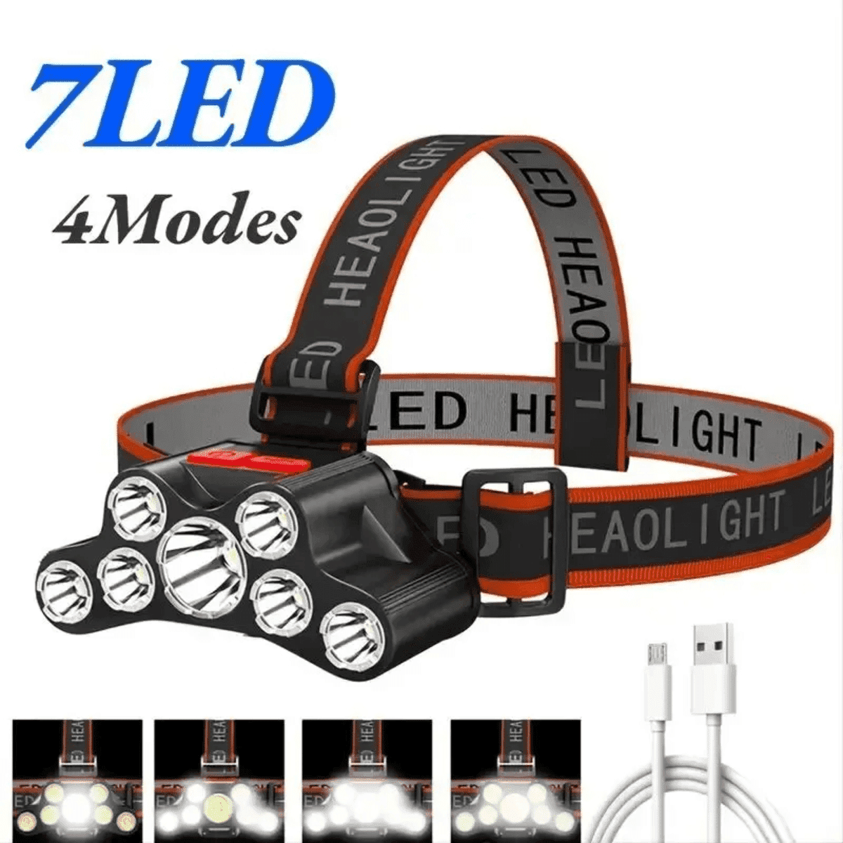 פנס LED נטען עמיד מים שבע נורות