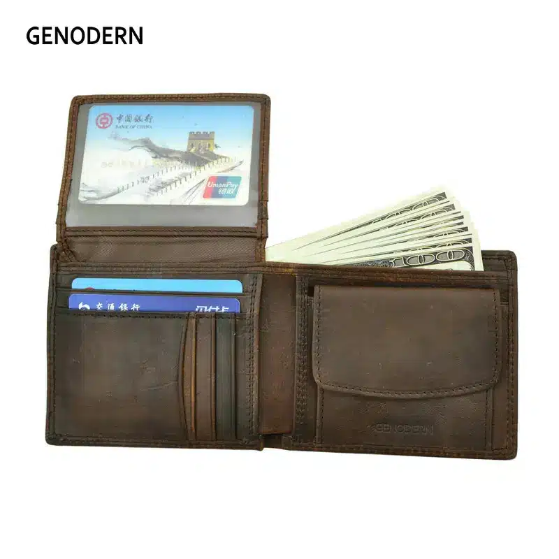 ארנק עור גברים עם תאי כרטיסים