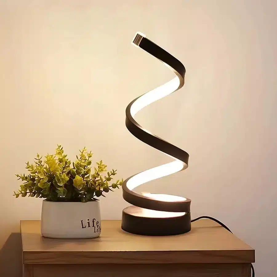 מנורת שולחן LED בצורת ספירלה