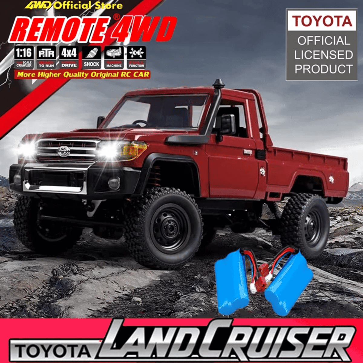 רכב שטח צעצוע שלט 4x4 עם פנסי LED
