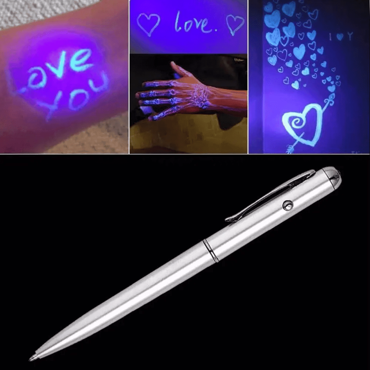 עט כתיבה בדיו בלתי נראית עם פנס UV