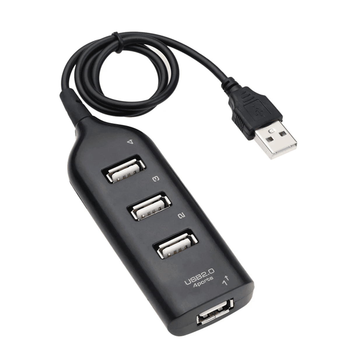 רכזת USB 4 יציאות מהירות עם כבל קצר