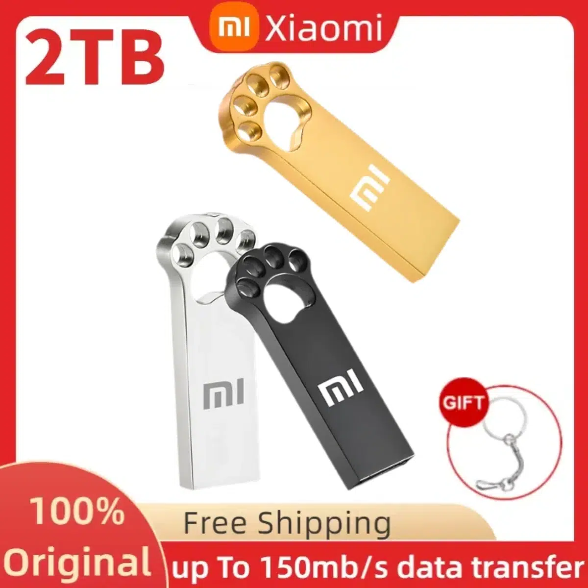 כונן USB 3.1 נייד קיבולת 2TB דק
