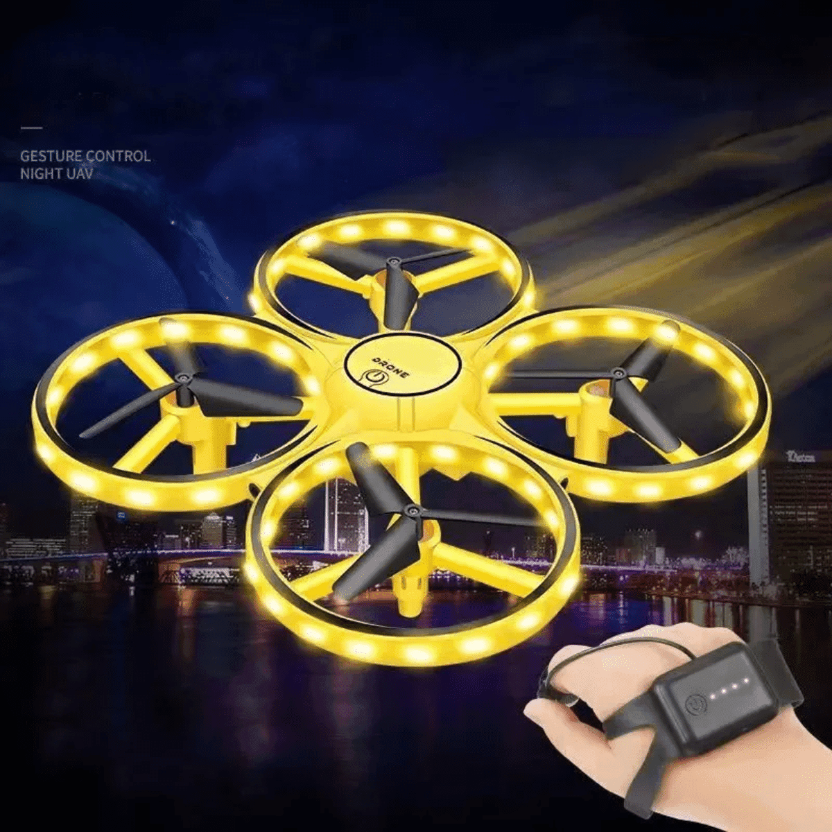 רחפן מיני לשליטת יד עם נוריות LED