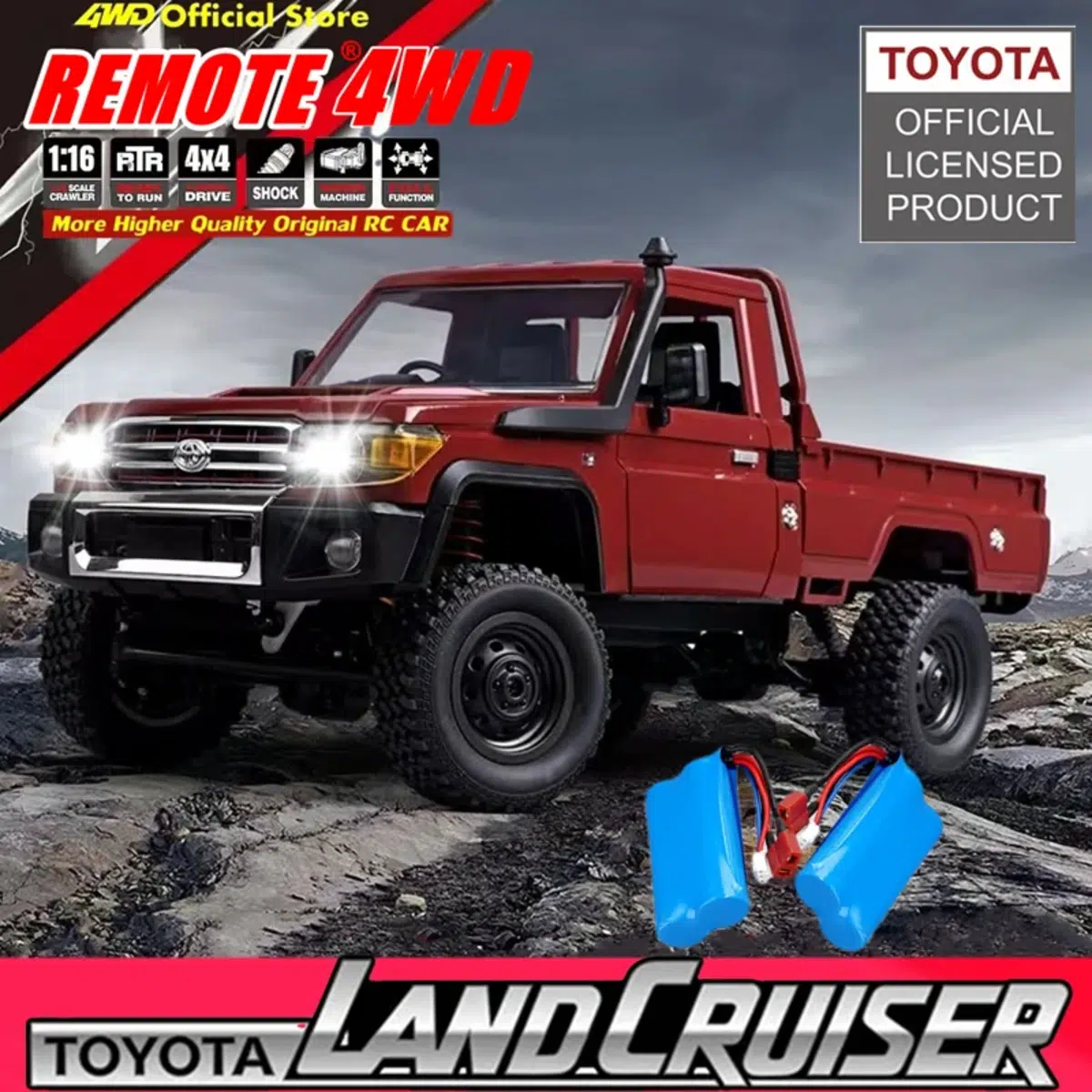 רכב שטח צעצוע שלט 4x4 עם פנסי LED