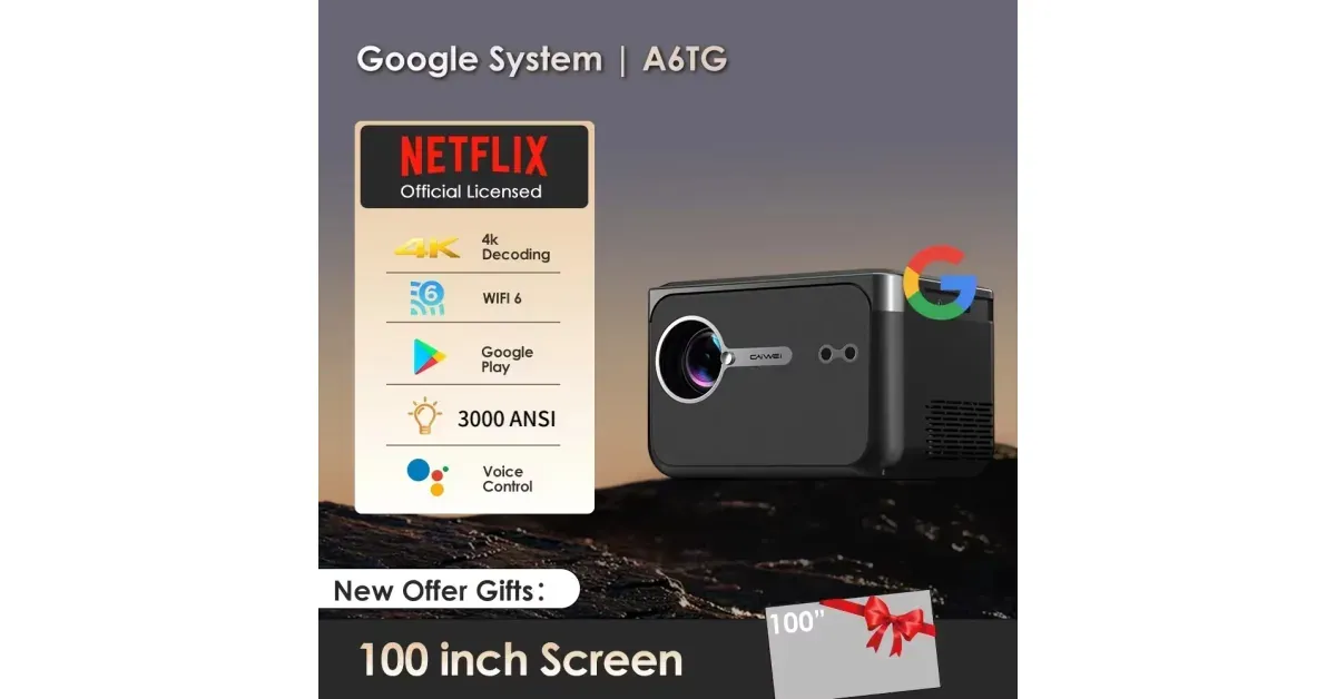 מקרן נייד EUG 4K עם Google TV