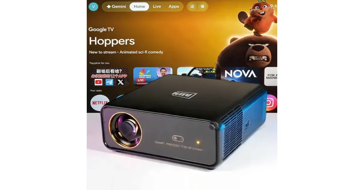 מקרן חכם AUN U001 Pro עם Google TV לקולנוע ביתי